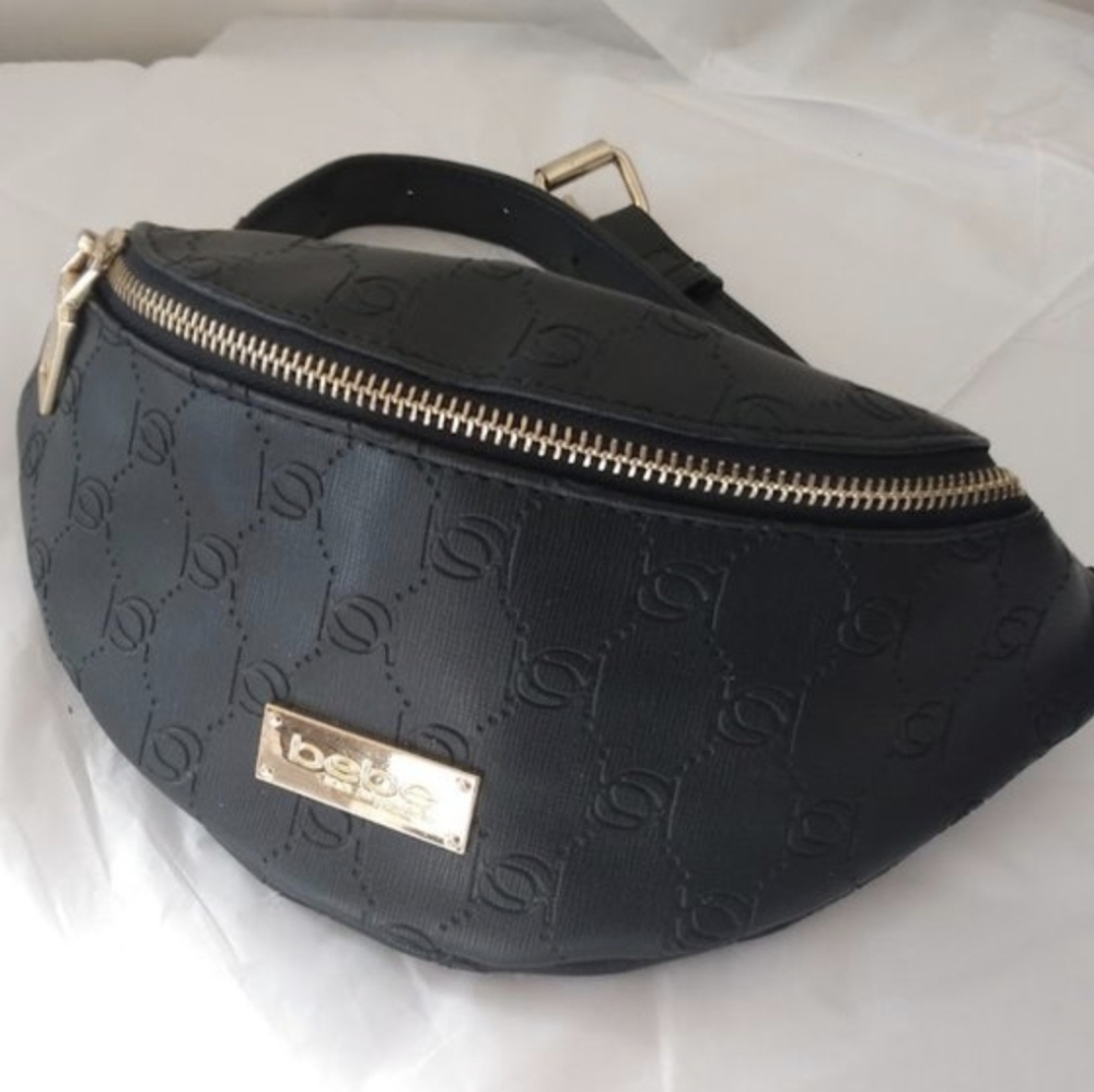 🌿5/$25 BEBE Black & Gold Fanny Pack Waist Bag